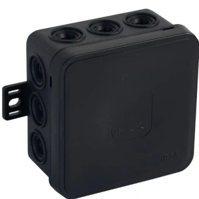 Image of ORNO JB 13802 Junction Box Surface Mounted IP54 12 Cable Entrances 75 x 41 mm 1 Piece (Black)