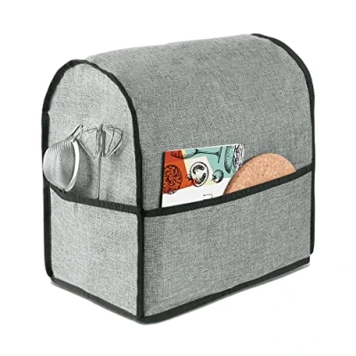 Image of kwmobile Cover Compatible with KitchenAid 4,3 4,8 litre Linen Case 3 Pockets for Accessories Dark Grey