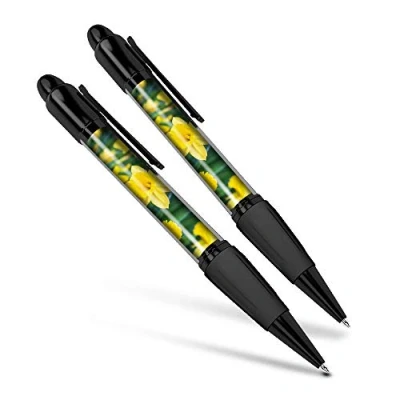 Image of Destination Vinyl ltd Beautiful and comfortable Set of 2 Matching Pens Daffodil Flower Field Easter #14350