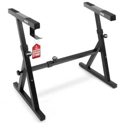 Image of Heavy Duty Folding Keyboard Stand Sturdy Reinforced Z Design w/Adjustable Width &amp; Height, Foam Padded Arms, Digital Piano Stand, Fits 54 88 Key Electric Pianos Used for Travel Storage
