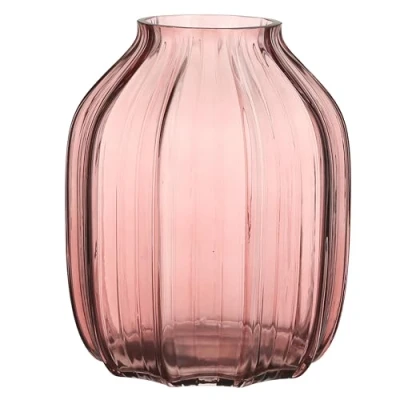 Image of JAKY Global Large Pink Vase Glass Flower H 20cm Tall Vases for Flowers Elegant Home Living Room Decor,Table Centerpiece Farmhouse and Office(Pink 20cm)