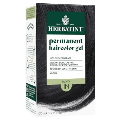 Image of Herbatint Permanent Herbal Hair Color Gel, 1N Black, 4.56 Ounce