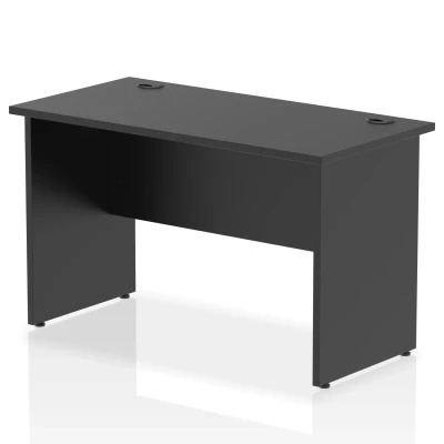 Image of Impulse 1200x600mm Straight Office Desk Black Top Panel End Leg