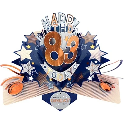 Image of Happy 83rd Birthday 83 Today Pop Up Greeting Card Love Kate&#039;s Cards Him POP204MC83