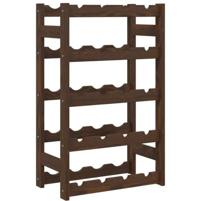 Image of vidaXL Wine Rack for 20 Bottles Brown Solid Wood Pine