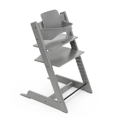 Image of Stokke Tripp Trapp High Chair, Storm Grey Includes Chair + Baby Set2 for Children 6 36 Months Adjustable, Ergonomic &amp; Easy to Clean