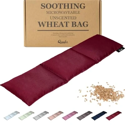 Image of Qomfor Wheat Bag Microwavable Unscented Large Soothing Heat Pack Filled Heated Neck Warmer for Pain Relief, and Shoulders &amp; Period Relief (Bordeaux) Multiple