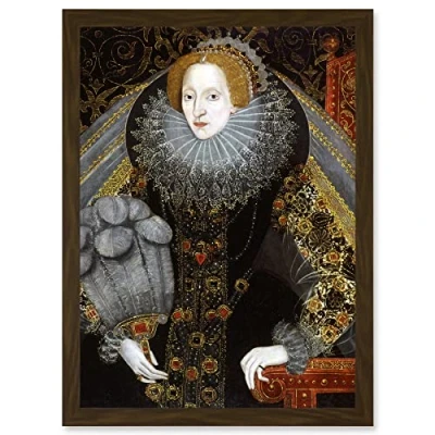 Image of Artery8 Queen Elizabeth I England Portrait Painting Royal Historic Artwork Framed Wall Art Print A4