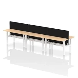 Image of Air B2B 1400x600mm Adjustable 6P Bench Desk CP Maple/White + Screen