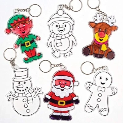 Image of Baker Ross AT295 Christmas Suncatcher Keyrings Kits, Festive Arts and Craft (Pack of 6), Assorted, One Size