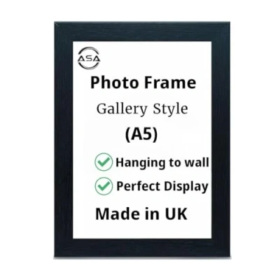 Image of A5 Size Picture Frame Poster Home Decoration MDF Photo Frames Freestanding &amp; Wall Mountable Table Top Certificate Document White Black Oak (Black)