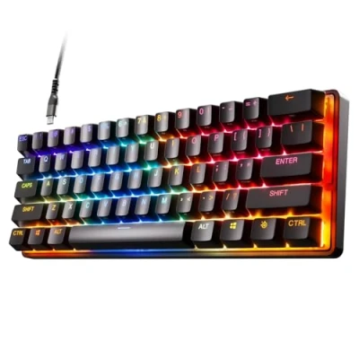 Image of SteelSeries Apex Pro Mini HyperMagnetic Gaming Keyboard World’s Fastest Adjustable Actuation Compact 60% Form Factor RGB PBT Keycaps USB C​ English QWERTY Layout