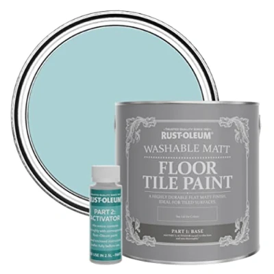 Image of Rust Oleum Blue Washable Matt Floor Tile Paint Little Cyclades 2.5L