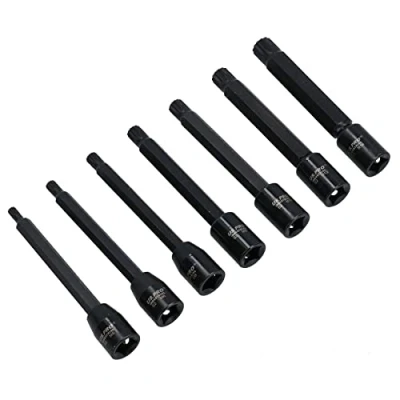 Image of Extra Long Impacted Impact Male Spline Bit Sockets 3/8 Drive M5 M14 7pc