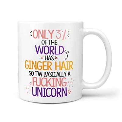 Image of TeHe Gifts Funny Gift for Ginger Family Friend 3% of The World Has Hair Novelty 10oz Ceramic Mug