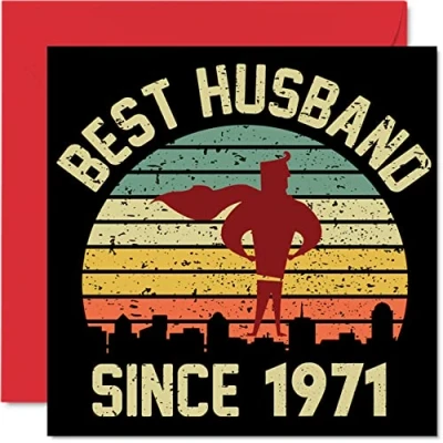 Image of 53rd Anniversary Card for Husband from Wife Best Since 1971 I Love You Gifts, Happy Wedding Cards Partner, 145mm x Greeting Fifty Third Anniversaries