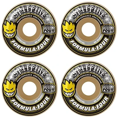 Image of Spitfire Formula Four Conical 99DU Wheels Natural/Yellow 56mm