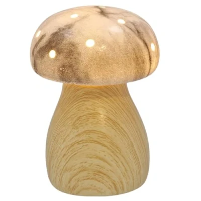 Image of Shudehill Giftware Mushroom Glow Light Up Lamp Ornament Grey, Sage or Pink Matt Finish (Toadstool Small)