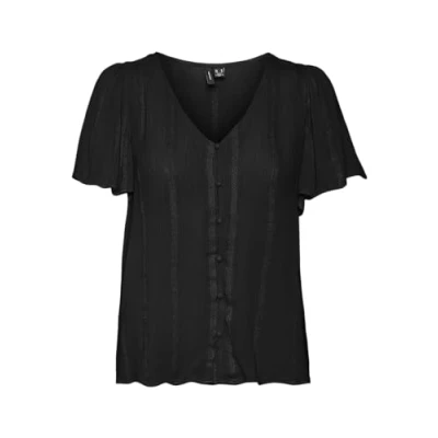 Image of VERO MODA Women&#039;s Vmkanva SS Top WVN Ga, Black, S