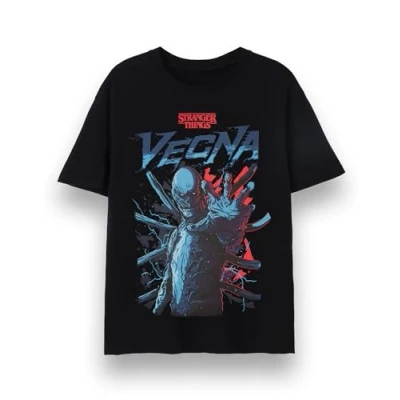 Image of Stranger Things Mens T Shirt Adults Vecna Short Sleeve Graphic Tee in Black Alternative Style Artwork Dungeons &amp; Dragons Villain Apparel Top Netflix TV Show Merchandise Gift