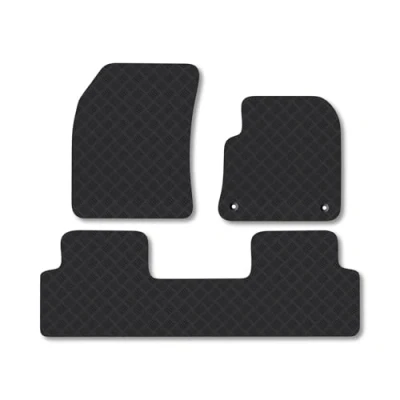 Image of Rubber Car Mats Compatible with DS7 (2018 ) Tailored Fit Floor Set Accessory Black Custom 4 Pieces Clips Anti Slip Backing, Heavy Duty &amp; Waterproof
