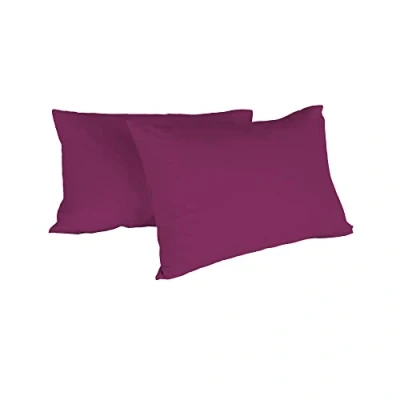 Image of Italian Bed Linen Max Couple of Plain Color Pillowcases, 100% Cotton, Fuchsia, 52x82cm