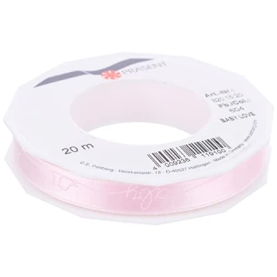 Image of Präsent Baby Love Printed Satin Ribbon Pink 20 m Roll 15 mm width