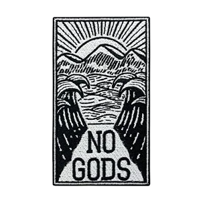 Image of Iron on Patch No Gods Wave ironable Patch, Mountains Embroidery Sun Patches, Religion Badges Finally Home