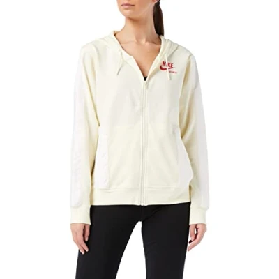 Image of Nike DD5671 W NSW FLC FZ HOODIE HTG Sweatshirt women&#039;s cashmere/white/university red M