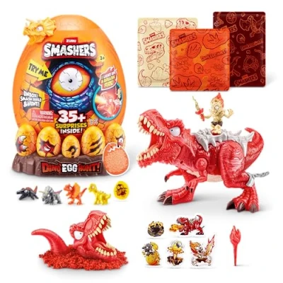 Image of Smashers Dino Egg Hunt by ZURU, Light Up Fire Breathing Dinosaur Themed Treasure Toy, Collectable Toy for Boys and Kids (T Rex)