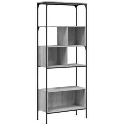 Image of vidaXL Bookcase 5 Tier Grey Sonoma 76x33x188.5 cm Engineered Wood