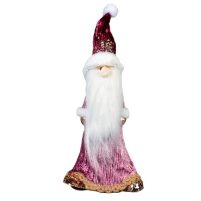 Image of SHATCHI 34cm Santa Clause Figure Burgundy Costume Hat Christmas Tabletop Centrepiece Showpieces Home Art &amp; Craft Xmas Party Window Décor