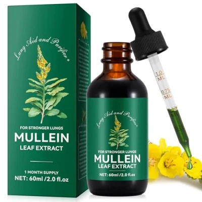 Image of Mullein Leaf Extract for Lungs,60ML Premium Drops Balance Lungs,Vegan Fast Absorption
