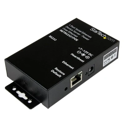 Image of StarTech.com 1 Port RS232 Serial Ethernet Device Server PoE Power over IP Adapter Powered (NETRS2321POE)