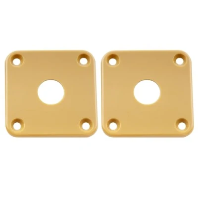 Image of Musiclily Pro Plastic Curved Jack Plate Square Jackplates Compatible with USA Les Paul Epiphone Guitar, Brown Cream(Set of 2)