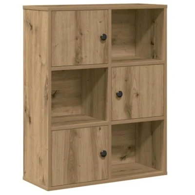 Image of vidaXL artisan oak bookcase 60x24x76.5cm engineered wood bookshelf/display shelf for living room/home decor