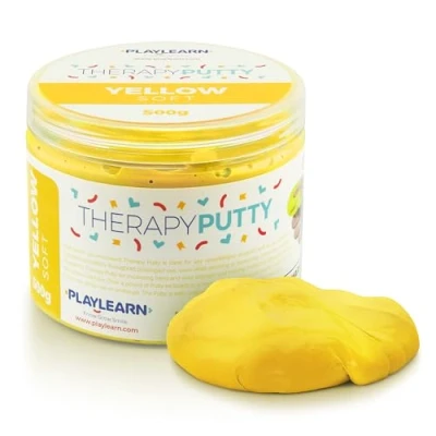 Image of Large Tub Therapy Putty Soft Resistance Squeezable Non Toxic, Hand Exercise, Colour Coded Yellow for Adults &amp; Children 500g (17oz)