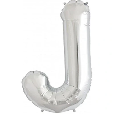 Image of 16&quot; Silver Letter J Foil Balloons Air Filled Self Inflating Birthday Anniversary Wedding Party Banner Decorations