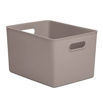 Image of Tatay Storage Box Baobab, 22L Capacity, Polypropylene, BPA free, Taupe. Measures 29.4 x 38.5 23 cm