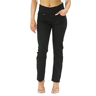Image of MYT Womens Elasticated High Waist Jeans Trousers Tummy Control Stretch Ladies Denim Jeggings Black 10