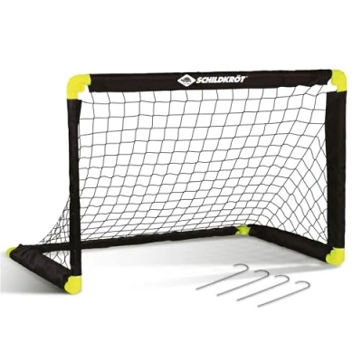 Image of Schildkröt ® folding soccer Goal, foldable goal with innovative technology, made of plastic, 90 x 60 60cm, free standing for indoor and outdoor use, including 4 ground hooks, 970987