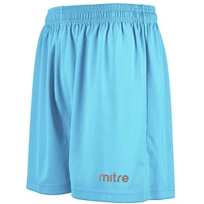 Image of Mitre Junior Metric II Football Kit Training Shorts Athletic Teamwear Breathable Gym Shorts, Sky Blue, Small Youth
