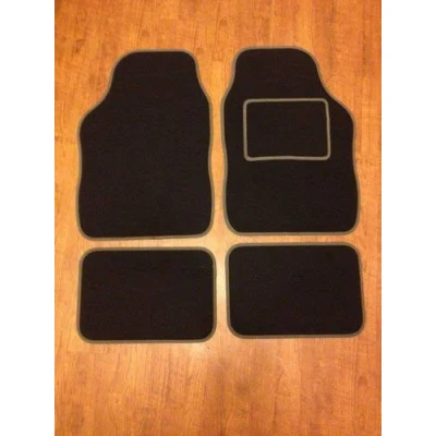 Image of UNIVERSAL CAR FLOOR MATS BLACK WITH GREY TRIM 4 PIECE SET