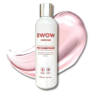 Image of BWOW Vegan Red Hair Conditioner Cherry Scented, Luxurious Moisturisation, Vibrancy Enhancement, Colour Revival, Intense Hydration for All Tones Coloured Haircare, 250ml
