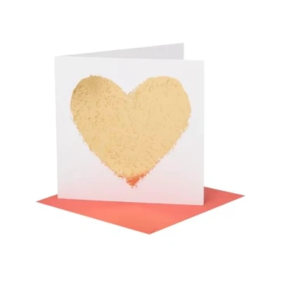 Image of UK Greetings Valentine&#039;s Day Card for Him/Her Gold Heart Design