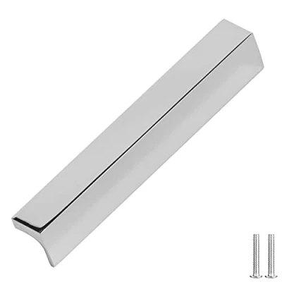 Image of Decoranddecor Contemporary Pull Handles Solid Metal for Cabinets (96mm Between Hole Centres, Polished Chrome)