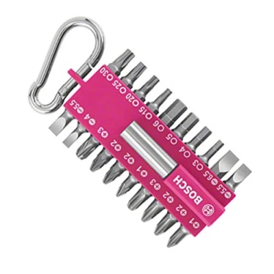 Image of Bosch 21 Piece Screwdriver Bit Set Pink (with Magnetic Holder, Carabiner, Accessory for Electric Screwdrivers)