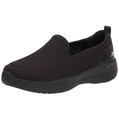 Image of Skechers Women&#039;s GO Walk Stability Sneaker, Black Textile/Trim, 4 UK