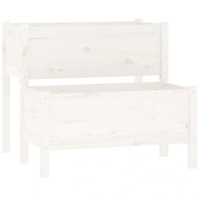 Image of vidaXL Planter White 84.5x84x75 cm Solid Wood Pine