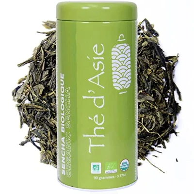 Image of Khla Organic Sencha Green Tea Metal Tin 90g For Hot &amp; Iced Japanese Fresh Fragrant Loose Leaf Asian Herbal Origin China Infusion